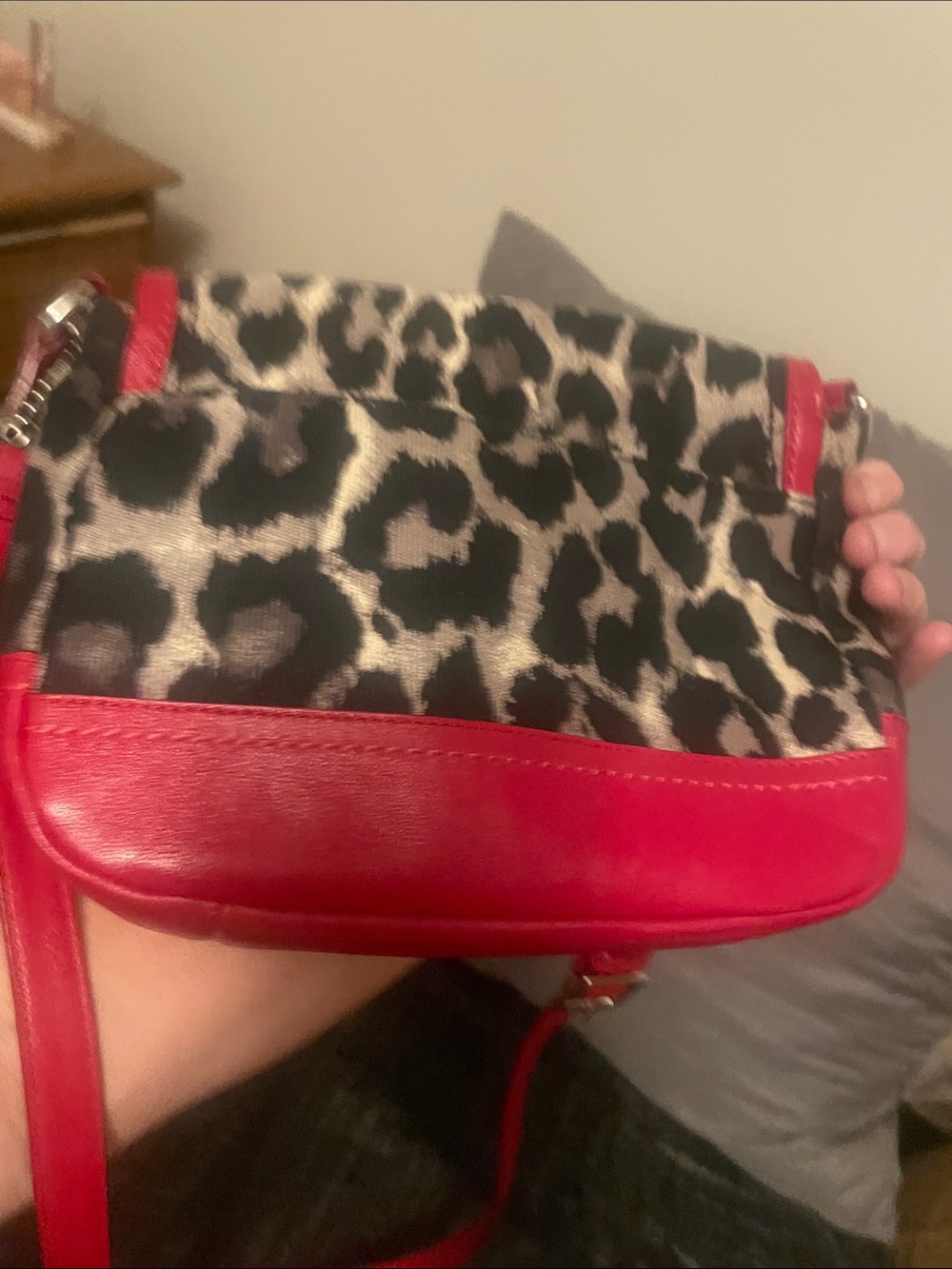 Coach Red Leather & Leopard-Print Crossbody - Picture 6 of 17